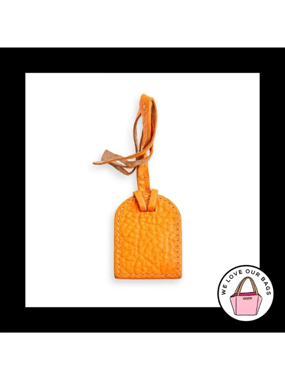VINTAGE Y2K DOONEY & BOURKE Gold Metal Orange Leather Bag Charm Hang Tag Fob